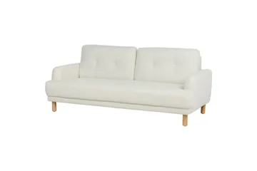 3-sitssoffa Beliani Tuve Beige, ljust trä, Bouclé Offwhite||Light colored wood - Huonekalut - Sohva - 3:n istuttava sohva
