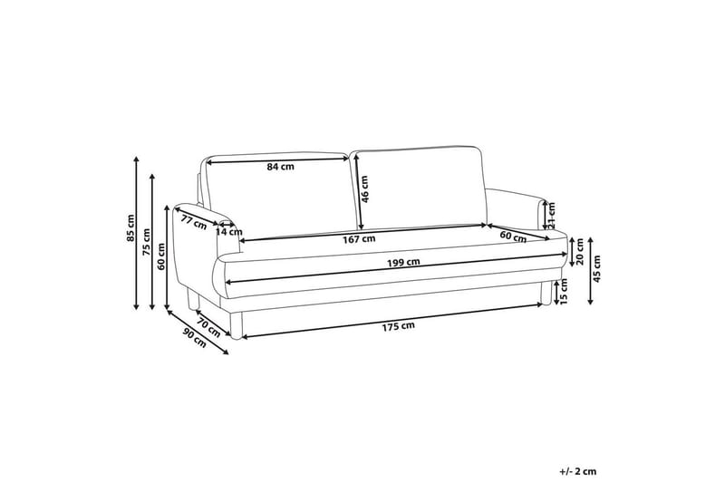 3-sitssoffa Beliani Tuve Beige, ljust trä, Bouclé White||Light colored wood - Huonekalut - Sohva - 3:n istuttava sohva