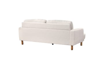 3-sitssoffa Beliani Tuve Beige, ljust trä, Bouclé White||Light colored wood - Huonekalut - Sohva - 3:n istuttava sohva