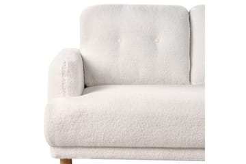 3-sitssoffa Beliani Tuve Beige, ljust trä, Bouclé White||Light colored wood - Huonekalut - Sohva - 3:n istuttava sohva