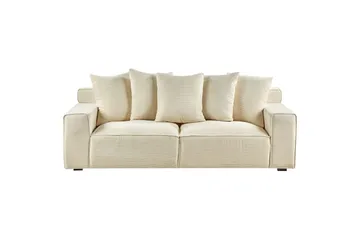 3-sitssoffa Beliani Viskan Beige, Manchestertyg Beige - Huonekalut - Sohva - 3:n istuttava sohva