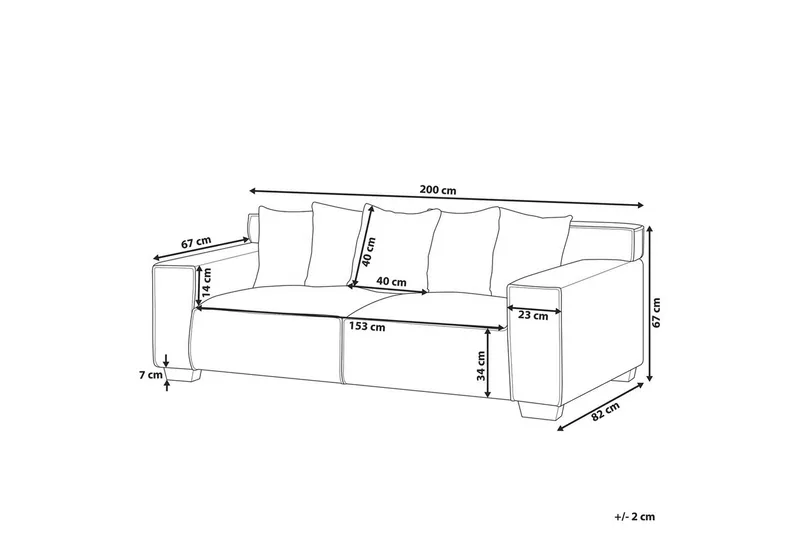 3-sitssoffa Beliani Viskan Beige, Manchestertyg Beige - Huonekalut - Sohva - 3:n istuttava sohva