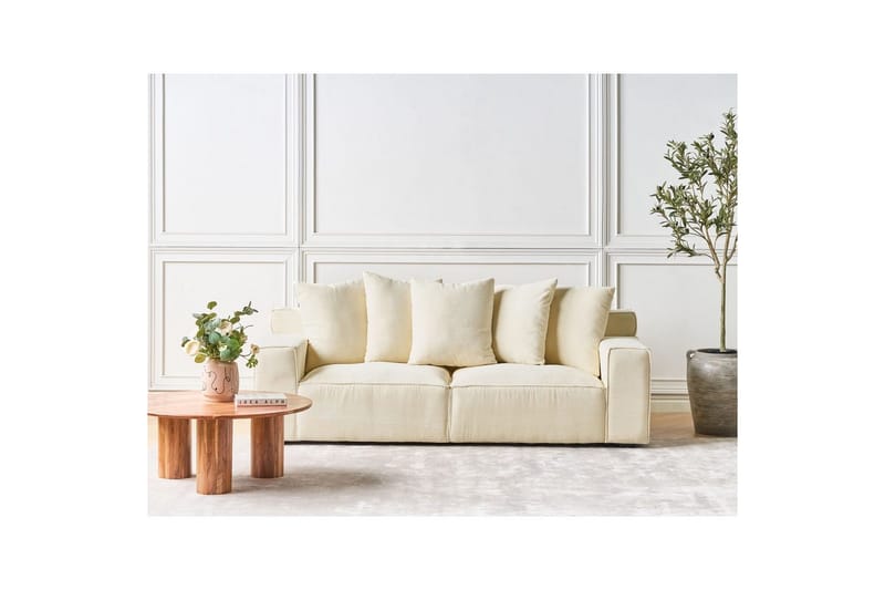 3-sitssoffa Beliani Viskan Beige, Manchestertyg NO_BRAND Beige - Huonekalut - Sohva - 3:n istuttava sohva