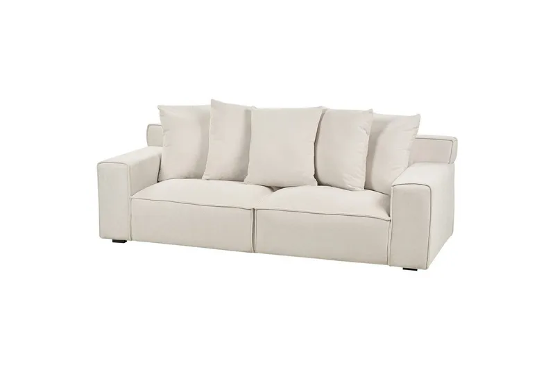 3-sitssoffa Beliani Viskan Beige, Manchestertyg NO_BRAND White - Huonekalut - Sohva - 3:n istuttava sohva