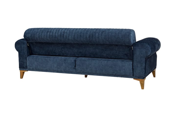 3:n ist Sohva Caleta - Tummansininen/Luonnonväri - 3:n istuttava sohva - Sohva