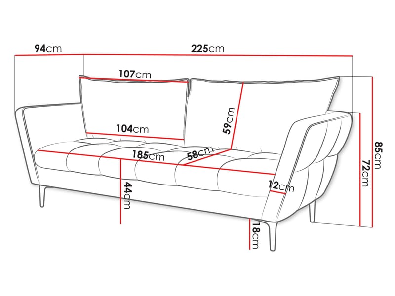 Ancienne 3-istuttava sohva - sinapinkeltainen - Huonekalut - Sohva