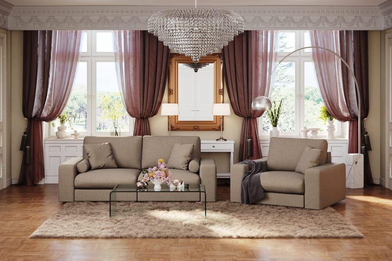 Arken Lyx 3-istuttava Syvä Kangassohva - Ruskea - Huonekalut - Sohva - 3:n istuttava sohva