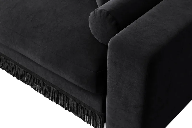 Arken Lyx 3-istuttava Syvä Samettinen sohva - Musta - Huonekalut - Sohva - 3:n istuttava sohva