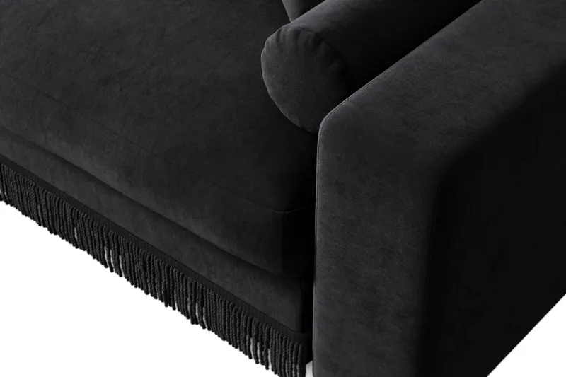 Arken Lyx 3-istuttava Syvä Samettinen sohva - Musta - Huonekalut - Sohva - 3:n istuttava sohva