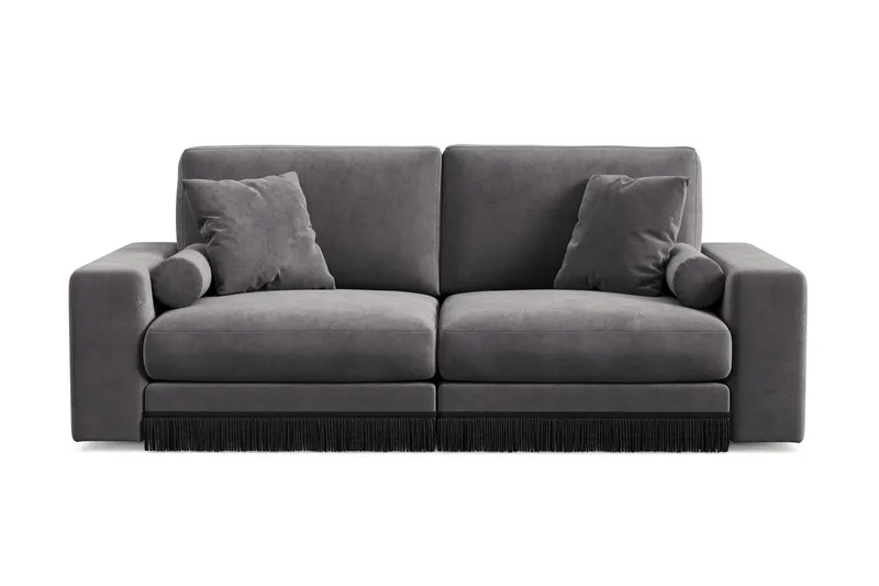 Arken Lyx 3-istuttava Syvä Samettinen sohva - Tummanharmaa - Huonekalut - Sohva - 3:n istuttava sohva