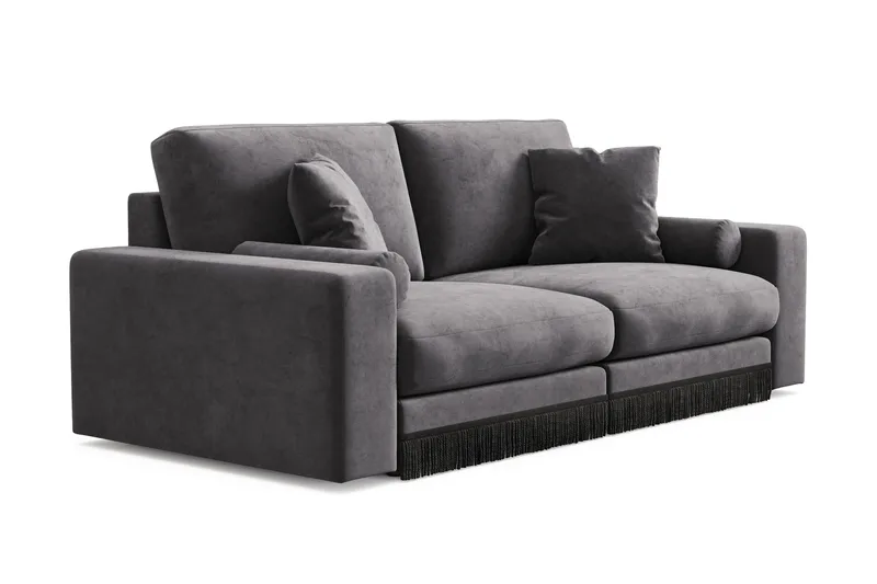 Arken Lyx 3-istuttava Syvä Samettinen sohva - Tummanharmaa - Huonekalut - Sohva - 3:n istuttava sohva