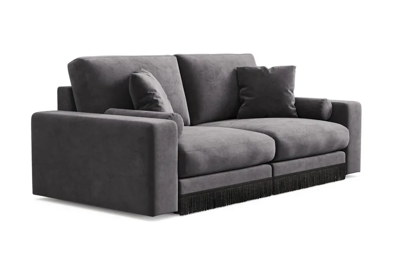 Arken Lyx 3-istuttava Syvä Samettinen sohva - Tummanharmaa - Huonekalut - Sohva - 3:n istuttava sohva