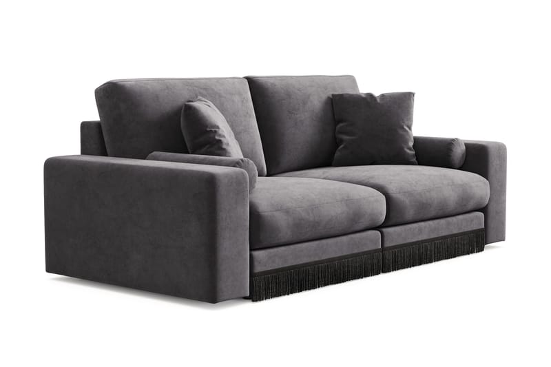 Arken Lyx 3-istuttava Syvä Samettinen sohva - Tummanharmaa - Huonekalut - Sohva - 3:n istuttava sohva