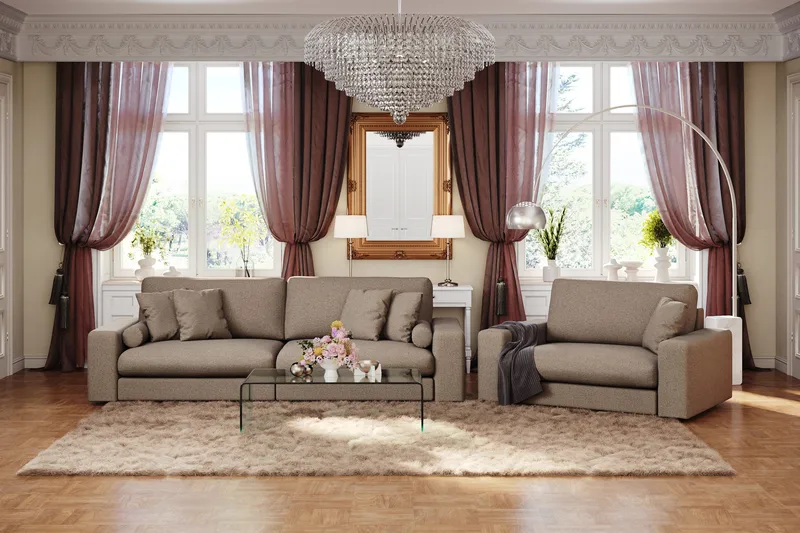 Arken Lyx 4-istuttava Syvä Kangassohva - Ruskea - Huonekalut - Sohva - 4:n istuttava sohva