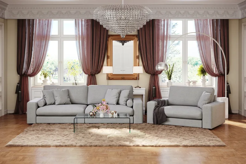 Arken Lyx 4-istuttava Syvä Kangassohva - Vaaleanharmaa - Huonekalut - Sohva - 4:n istuttava sohva