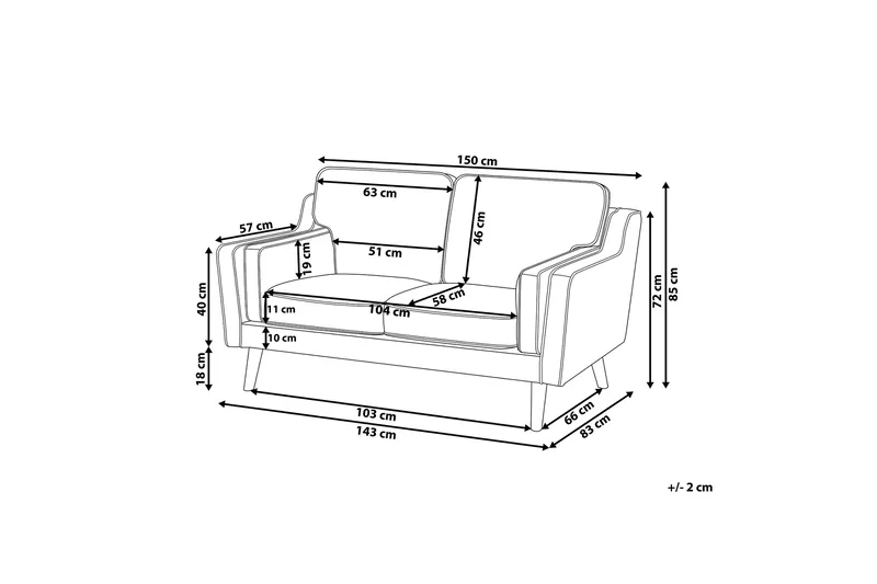 Bertha Sohva 2-istuttava - Valkoinen/Vaalea puu - Huonekalut - Sohva - 2:n istuttava sohva