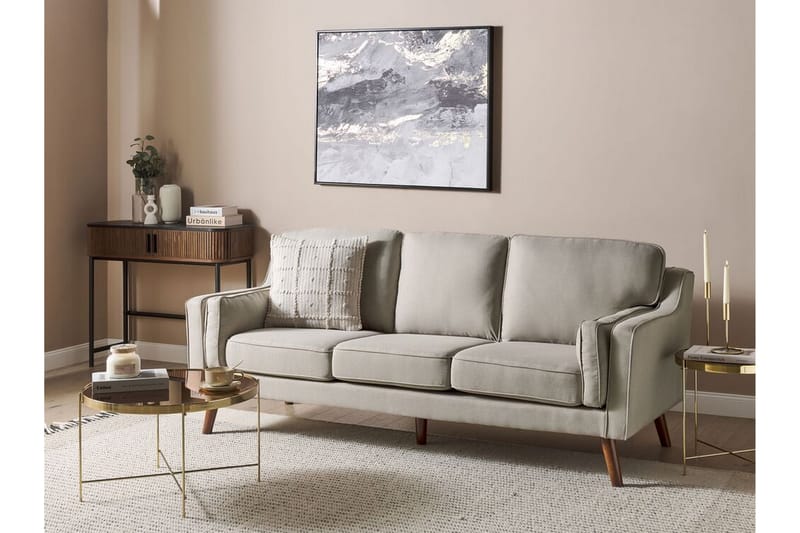Bertha Sohva 3-istuttava - Beige/Tumma puu - Huonekalut - Sohva - 3:n istuttava sohva