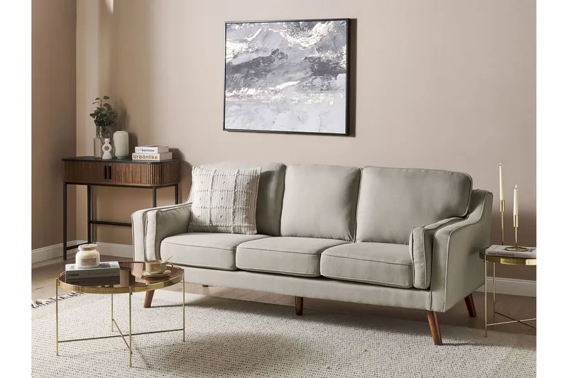 Bertha Sohva 3-istuttava - Beige/Tumma puu - Huonekalut - Sohva - 3:n istuttava sohva