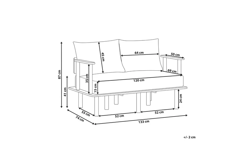 Fadey Sohva 2-istuttava - Beige/Vaalea puu - Huonekalut - Sohva - 2:n istuttava sohva