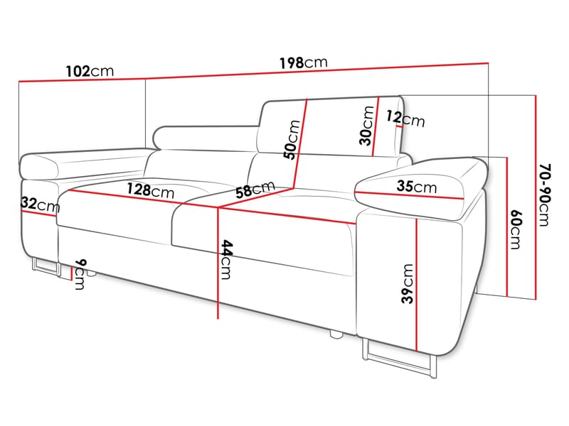 Gabina 2-istuttava sohva - harmaa - Huonekalut - Sohva