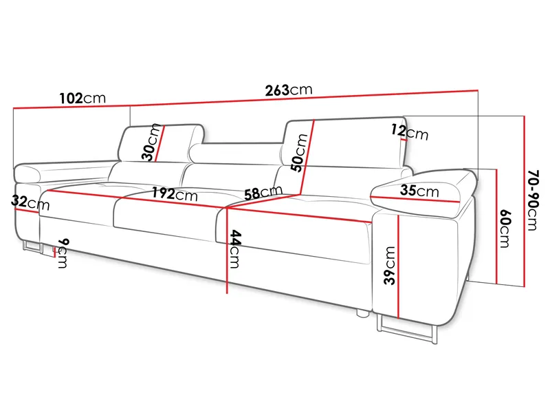 Gabina 3-istuttava sohva - ruskea - Huonekalut - Sohva