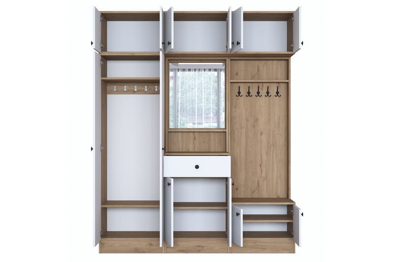 Itsuo eteiskalustesetti valkoinen/ruskea - Hanah Home - Huonekalut - Kalustesetit - Eteisen kalustesetit