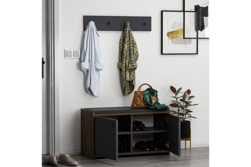 Ostwerwal eteiskalustesetti antrasiitti - Hanah Home - Huonekalut - Kalustesetit - Eteisen kalustesetit