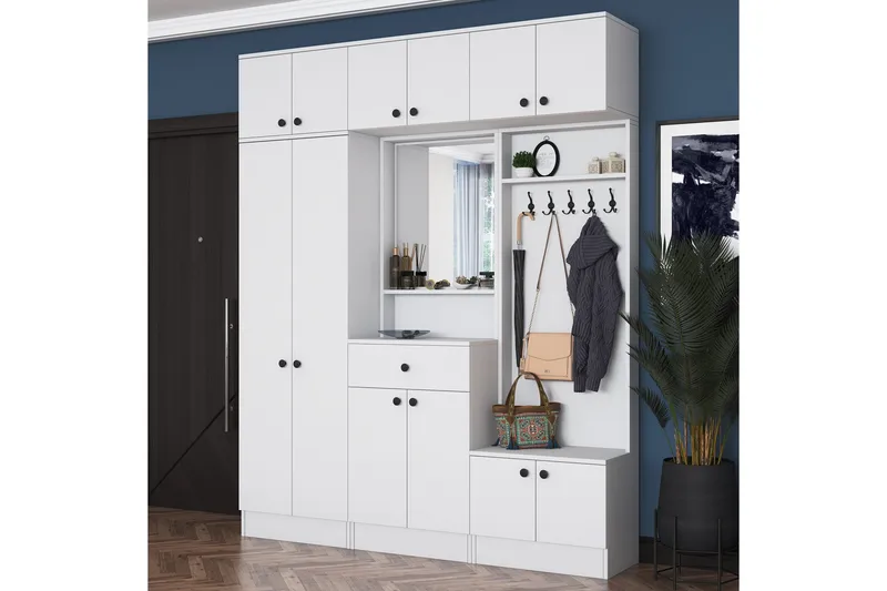 Honny eteiskalustesetti valkoinen - Hanah Home - Huonekalut - Kalustesetit - Eteisen kalustesetit