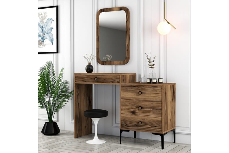 Ameias makuuhuonekalustesarja ruskea - Hanah Home - Huonekalut - Kalustesetit - Makuuhuoneen kalustesetit