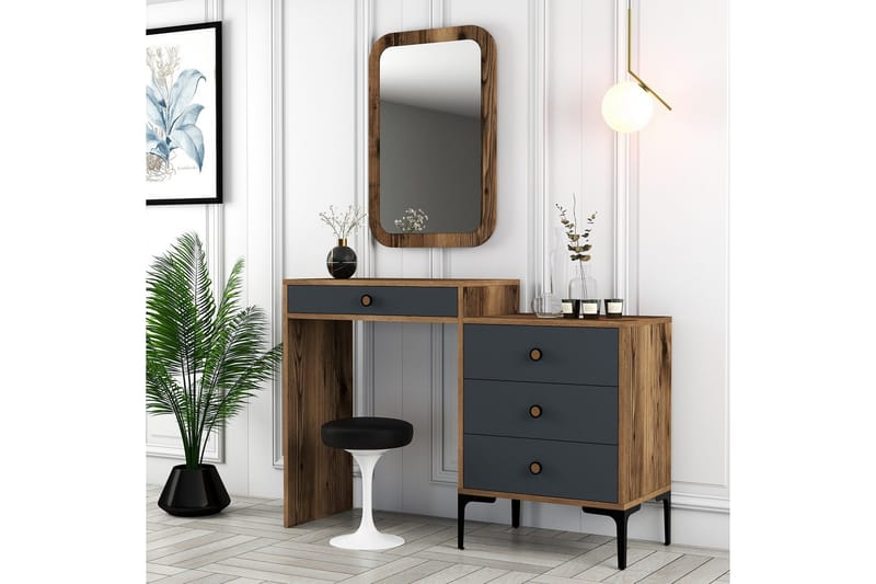 Ameias makuuhuonekalustesetti ruskea/antrasiitti - Hanah Home - Huonekalut - Kalustesetit - Makuuhuoneen kalustesetit