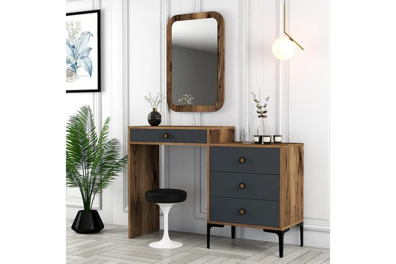 Ameias makuuhuonekalustesetti ruskea/antrasiitti - Hanah Home - Huonekalut - Kalustesetit - Makuuhuoneen kalustesetit