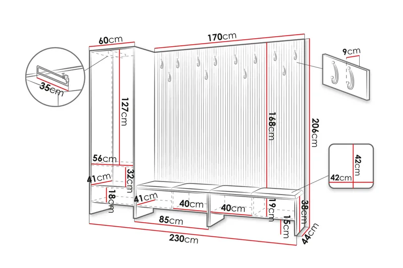 Agam Eteiskalustepaketti - Huonekalut - Kalustesetit - Eteisen kalustesetit
