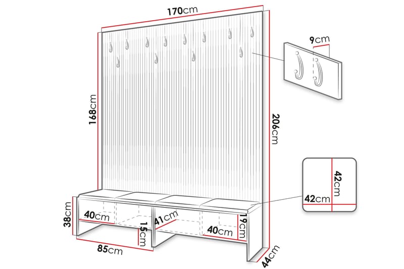 Agam Eteiskalustepaketti - Huonekalut - Kalustesetit - Eteisen kalustesetit
