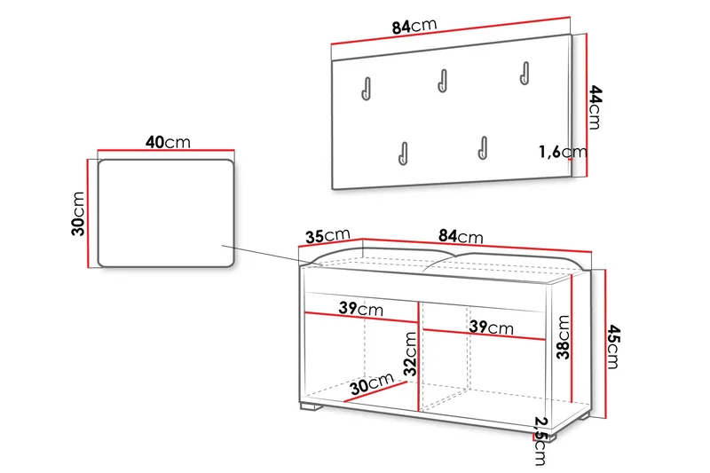 Agawal Eteiskalustepaketti - Huonekalut - Kalustesetit - Eteisen kalustesetit