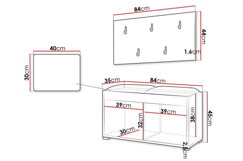 Agawal Eteiskalustepaketti - Huonekalut - Kalustesetit - Eteisen kalustesetit