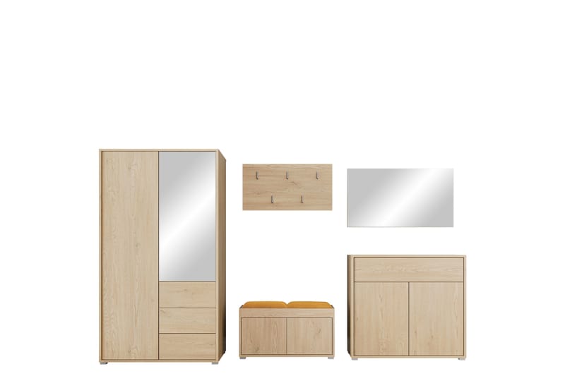 Agawal Eteiskalustesetti - Ruskea - Huonekalut - Kalustesetit - Eteisen kalustesetit