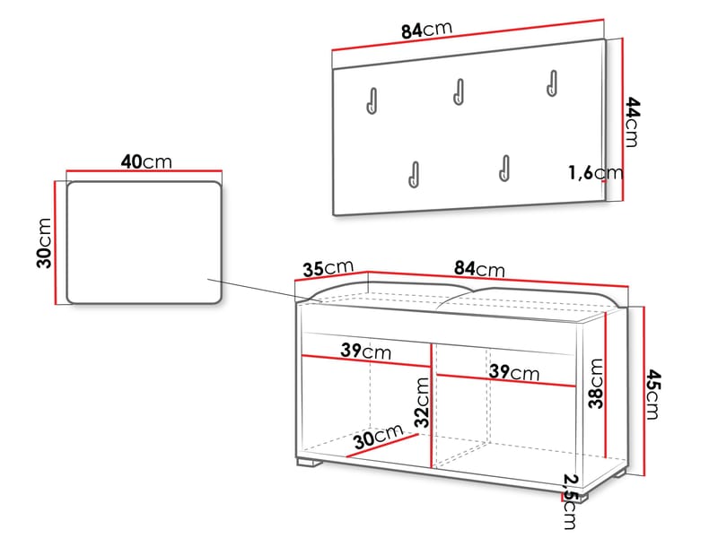 Agawal Hallmöbelset - Ruskea - Huonekalut - Kalustesetit - Eteisen kalustesetit