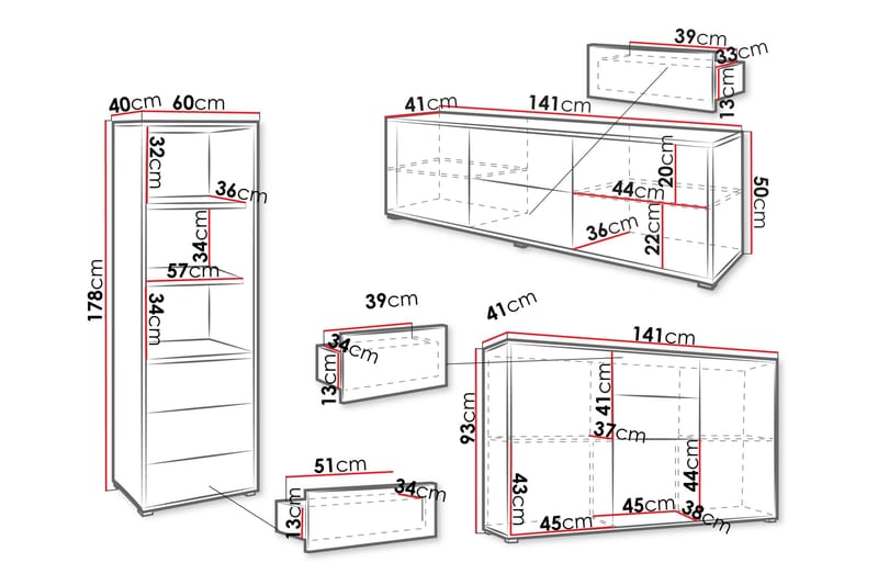 Agawal Kalustesetti olohuoneeseen - Ruskea - Huonekalut - Kalustesetit - Olohuoneen kalustesetit