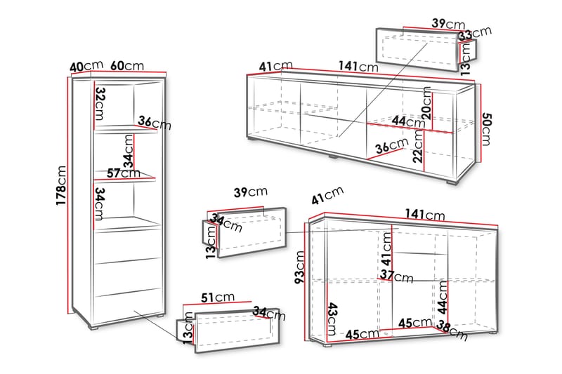 Agawal Kalustesetti olohuoneeseen - Ruskea - Huonekalut - Kalustesetit - Olohuoneen kalustesetit