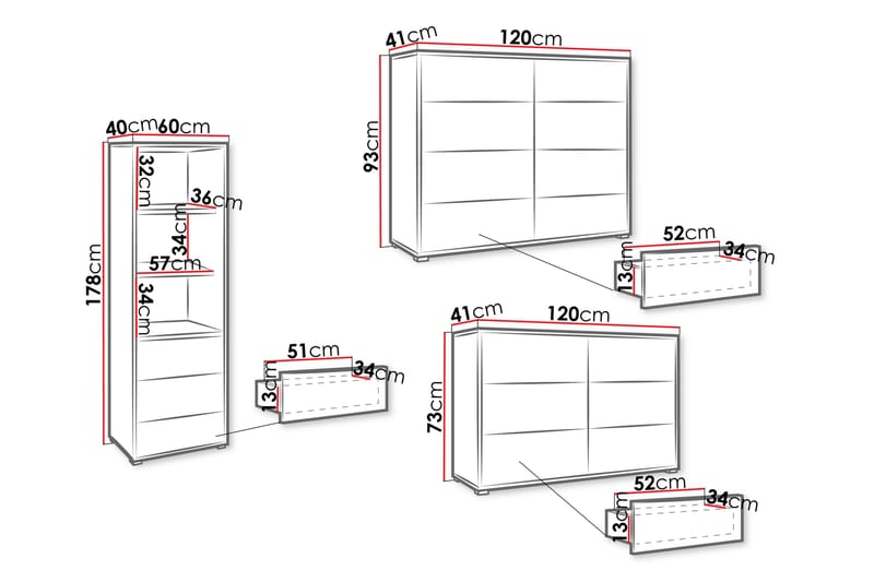 Agawal Kalustesetti olohuoneeseen - Ruskea - Huonekalut - Kalustesetit - Olohuoneen kalustesetit