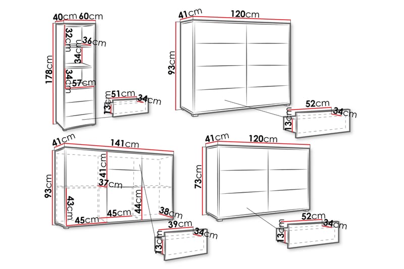 Agawal Kalustesetti olohuoneeseen - Ruskea - Huonekalut - Kalustesetit - Olohuoneen kalustesetit