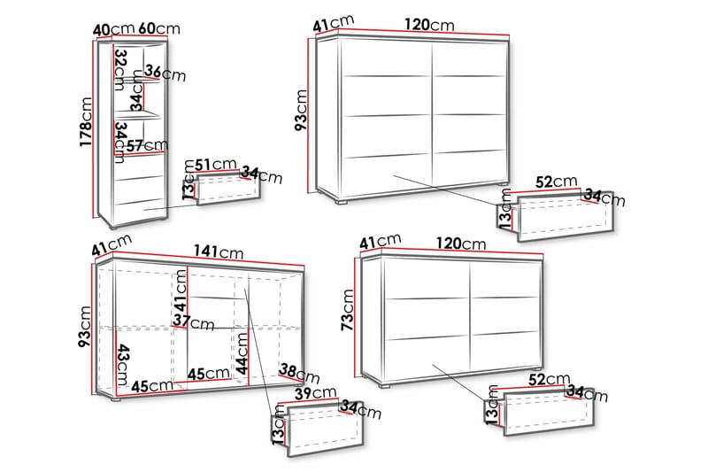 Agawal Kalustesetti olohuoneeseen - Ruskea - Huonekalut - Kalustesetit - Olohuoneen kalustesetit