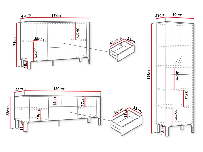 Aggarwal Olohuoneen Kalustesetti Valaistuksella - Huonekalut - Kalustesetit - Olohuoneen kalustesetit