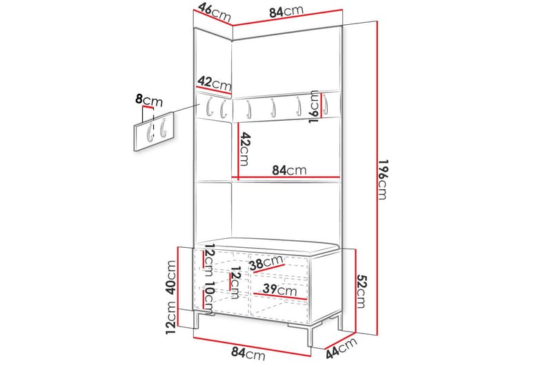 Ahsamin Eteiskalustepaketti - Huonekalut - Kalustesetit - Eteisen kalustesetit