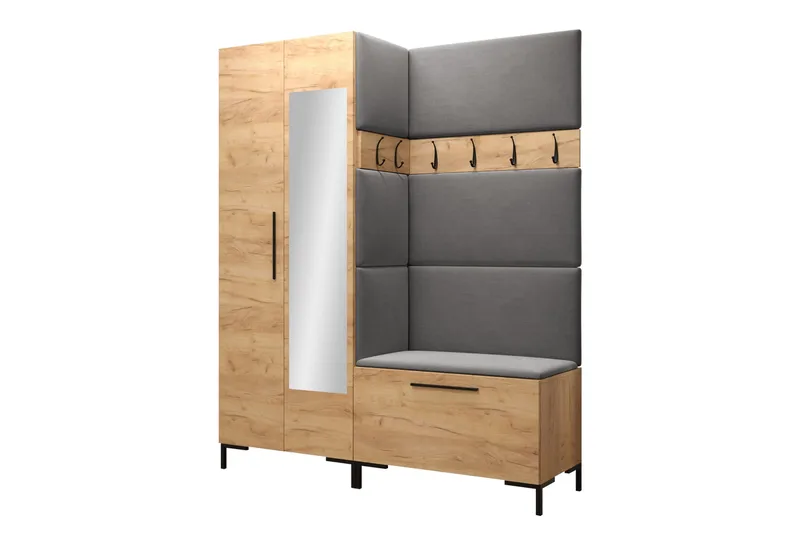 Ahsamin Hall -Huonekalusarja - Beige/Ruskea - Huonekalut - Kalustesetit - Eteisen kalustesetit