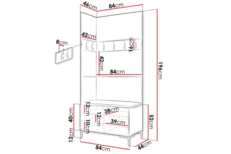 Ahsamin Hall -Huonekalusarja - Huonekalut - Kalustesetit - Eteisen kalustesetit