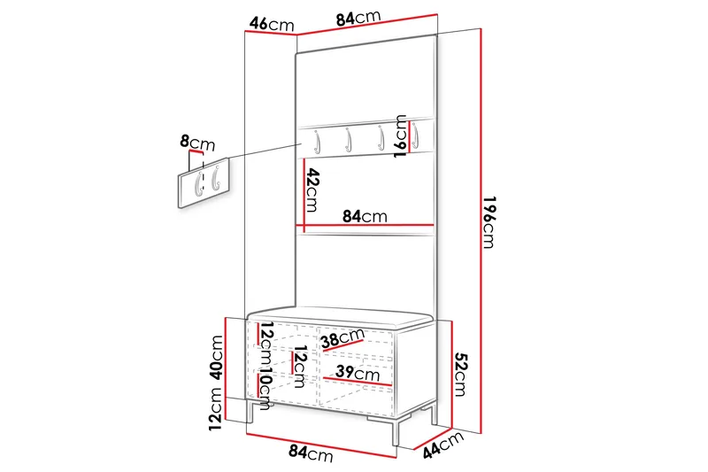 Ahsamin Hall -Huonekalusarja - Huonekalut - Kalustesetit - Eteisen kalustesetit