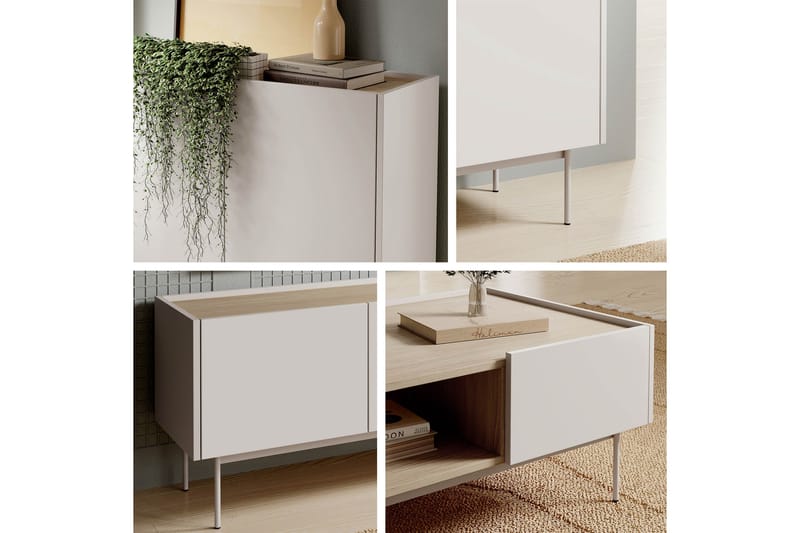 Akansh Huonekalusetti Olohuoneeseen - Beige - Huonekalut - Kalustesetit - Olohuoneen kalustesetit