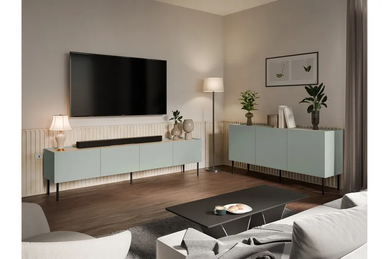 Akie Huonekalusetti Olohuoneeseen - Vihreä - Huonekalut - Kalustesetit - Olohuoneen kalustesetit