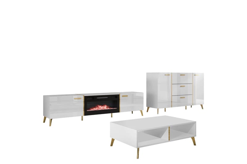 Akihiko Huonekalusetti Olohuoneeseen, Valkoinen